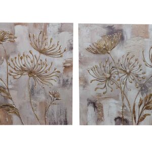 Set 2 lienzos flores 30% pintado a mano 80x3x80 cm