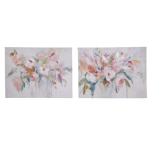 Set 2 lienzos flores 30%pintado a mano 80x3x60 cm