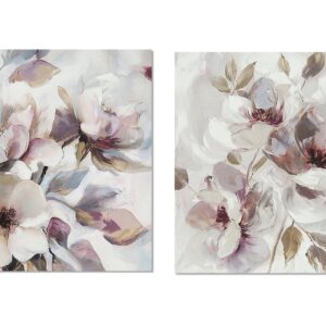 Set 2 lienzos flores 30% pintado a mano 70x3x70 cm