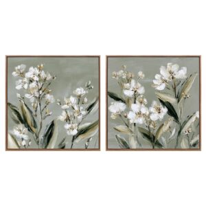 Set 2 cuadros flores 80% pintado a mano 60x4x60 cm