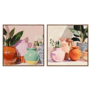 Set 2 cuadros jarrónes 80% pintado mano 60x4x60 cm