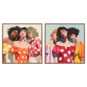 Set 2 cuadros mujeres 80% pintado mano 60x4x60 cm