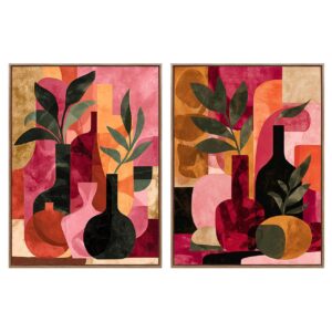 Set 2 cuadros jarrónes 80% pintado mano 60x4x80 cm