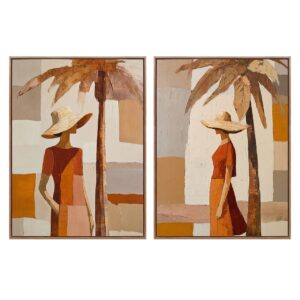 Set 2 cuadros mujer 80% pintado mano 60x4x80 cm