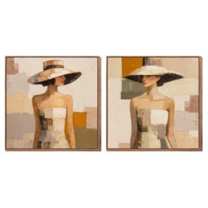 Set 2 cuadros mujer 80% pintado mano 80x4x80 cm