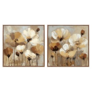 Set 2 cuadros flores 80% pintado a mano 60x4x60 cm