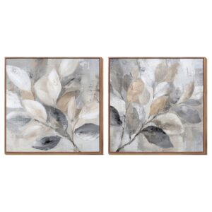 Set 2 cuadros hojas 80% pintado a mano 80x4x80 cm