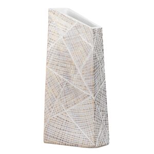 Jarrón resina marrón blanco geometrico 19x12x44 cm