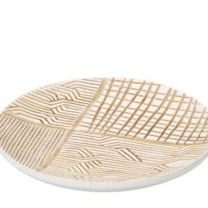 Centro de mesa resina blanco marrón 19x19x3 cm