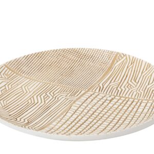 Centro de mesa resina blanco marrón 29x29x4 cm