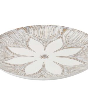 Centro de mesa resina blanco marrón 36x36x5 cm