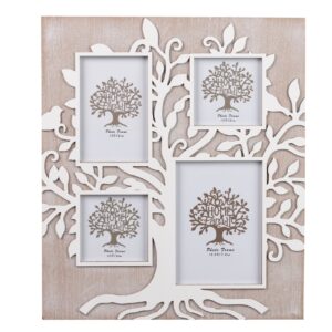 Portafotos arbol natural blanco 36x2x41 cm