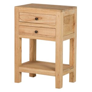 Mesita de noche 2 cajones madera mindi 45x30x66 cm