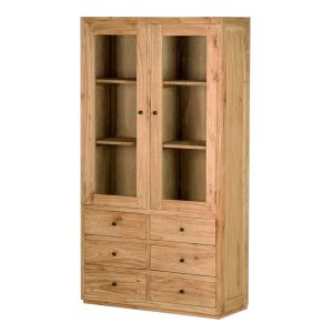 Vitrina madera mindi cristal marrón 100x40x185 cm