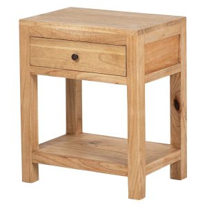 Mesita de noche 1 cajón madera mindi 50x35x60 cm