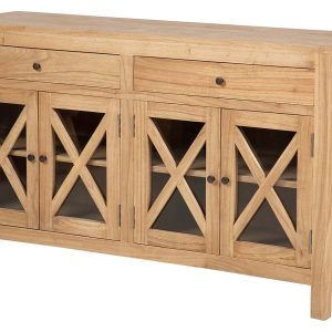 Aparador madera mindi cristal marrón 140x40x82 cm