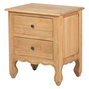 Mesita de noche 2 cajones madera mindi 54x40x60 cm