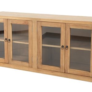 Aparador cristal madera mindi 140x40x60 cm