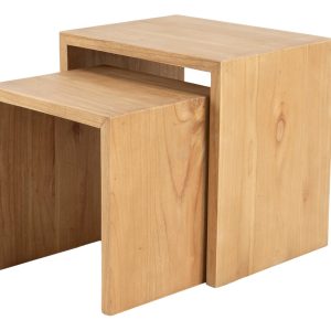 Set 2 mesas madera mindi 50x40x50 40x35x42 cm