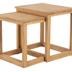 Set 2 mesas madera mindi 50x40x50 40x35x42 cm