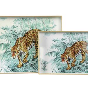 Set 2 bandejas leopardo 47,5x35x4/40x26x3,5 cm