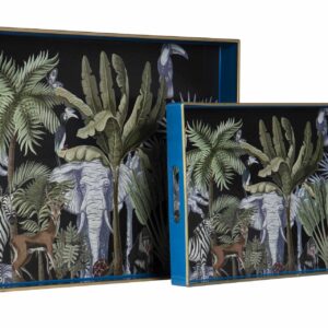 Set 2 bandejas safari 47,5x35x4/40x26x3,5 cm