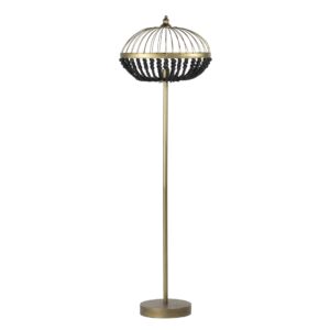 Lámpara de pie bolas metal madera 50x30x165 cm