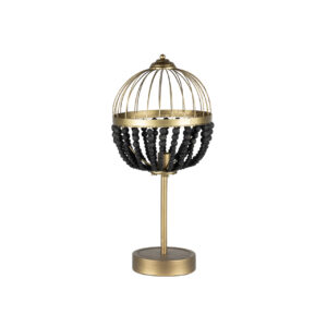 Lámpara sobremesa bolas metal madera 32x32x70 cm