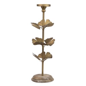 Portavelas madera y metal 14x14x45 cm