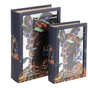Set 2 cajas libro espejo 21x7x30 / 16x5x24 cm