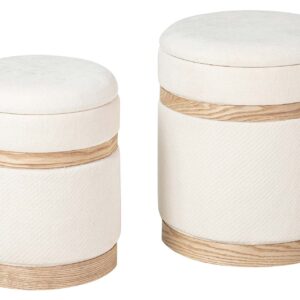 Set 2 puffs chenilla 36x36x44 31x31x38 cm