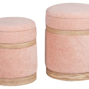 Set 2 puffs velvet 36x36x44 31x31x38 cm