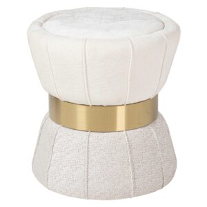 Puff velvet blanco gris 40x40x44 cm