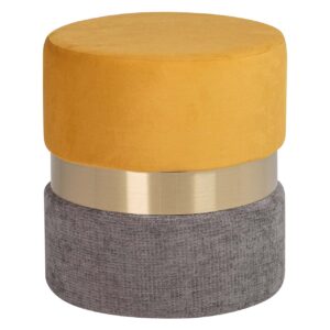 Puff velvet amarillo gris 40x40x44 cm