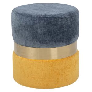 Puff poliéster azul amarillo 40x40x43 cm
