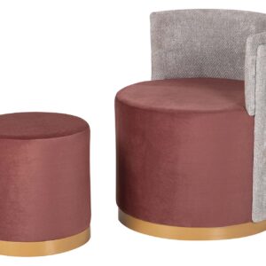 Set butaca y puff velvet 61x61x70 40x40x40 cm