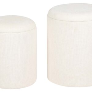 Set 2 puffs chenilla 36x36x44 31x31x38 cm