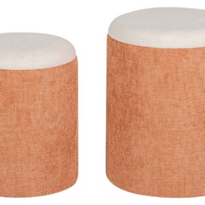 Set 2 puffs chenilla 36x36x44 31x31x38 cm