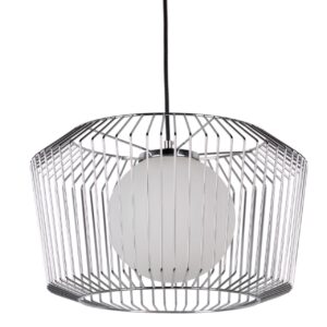 Lámpara techo metal plateado blanco 38x38x23 cm
