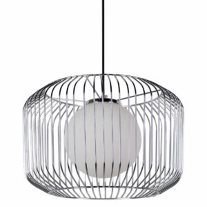 Lámpara techo metal plateado blanco 38x38x23 cm