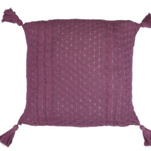 Cojín hilo borlones berenjena 50x15x50 cm