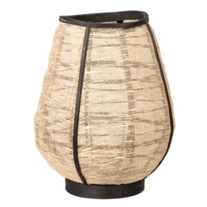 Farol bambú-lino natural-negro 37x37x45 cm