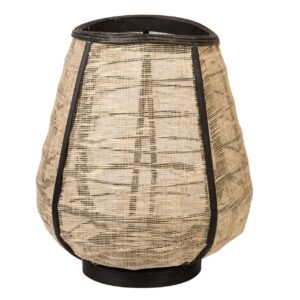 Farol bambú-lino natural-negro 33x33x39,5 cm
