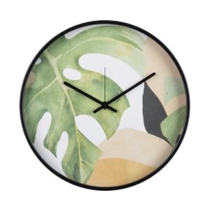 Reloj de pared metal natural hojas 40x4,5x40 cm