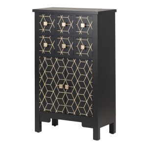 Cabinet madera negro-dorado 60x30x100 cm