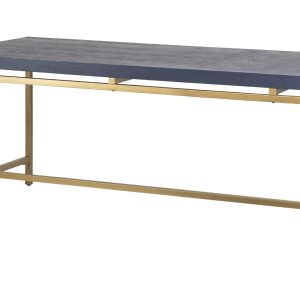 Mesa comedor madera-metal azul-dorado 180x90x80 cm