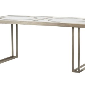 Mesa comedor madera-metal champagne 180x90x77 cm