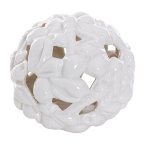 Bola portavelas conchas porcelana 13x13x12 cm