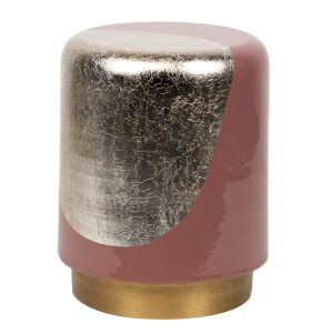 Taburete / mesa auxiliar metal granate 34x34x45 cm