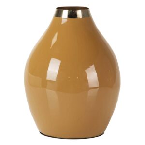 Jarrón metal dorado mostaza 18x18x26 cm